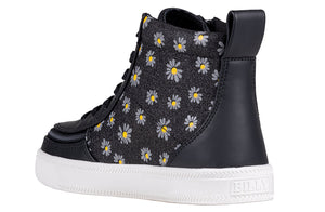 Black Daisy BILLY Classic Lace High Tops for diabetes, plantar fasciitis, bunions, wide feet, orthotics, wheelchair use.