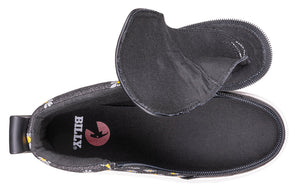 Black Daisy BILLY Classic Lace High Tops with wraparound zipper, ideal for wide feet, orthotics, diabetes, and plantar fasciitis.