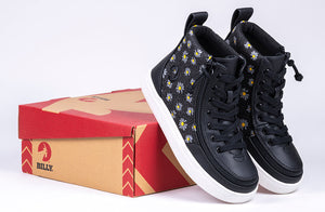 Black Daisy BILLY Classic Lace High Tops with functional laces, removable insoles, and wraparound zipper for diabetic and orthotic support.