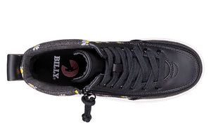 Black Daisy BILLY Classic Lace High Tops with zip and laces, ideal shoes for wide feet, plantar fasciitis, and diabetes.