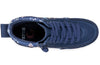 Top view of Navy Space BILLY Classic Lace High Tops with wraparound zipper, ideal shoes for diabetes, plantar fasciitis, and orthotics.