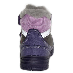 D.D. Step Little Kid Girl Shoes/Winter Boots With Faux Fur Insulation Purple Pink And Grey Star - Supportive Leather Shoes From Europe Kids Orthopedic - shoekid.ca