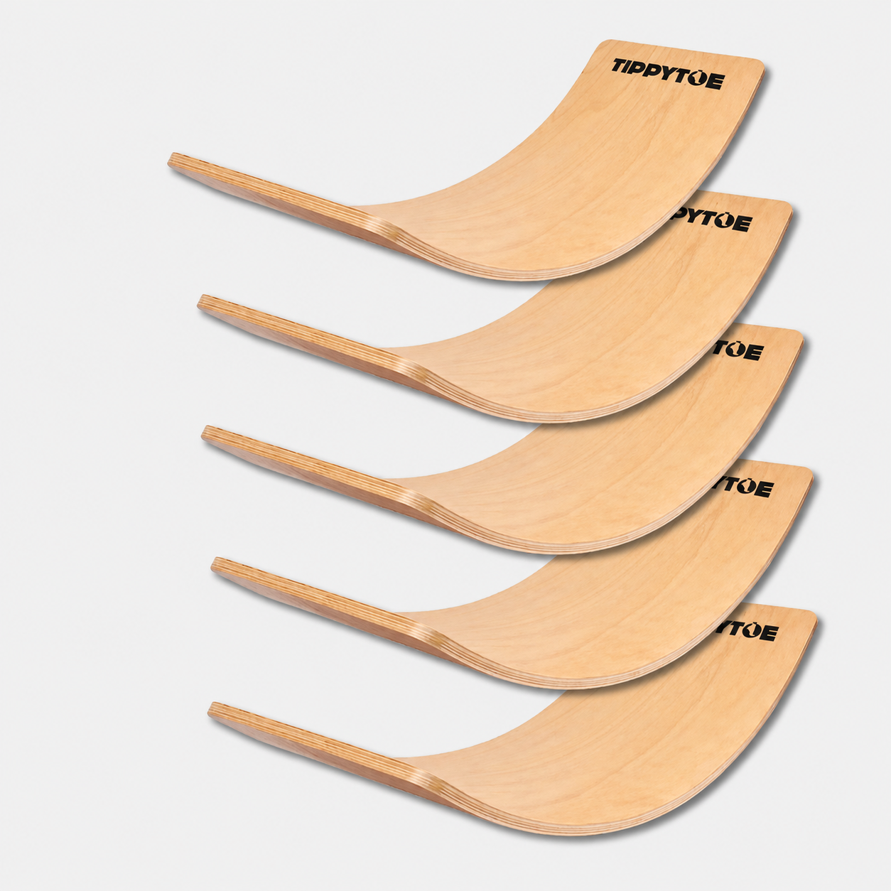 TippyToe 5-Pack Wooden Balance Boards for Daycares &amp; Preschools – Natural Birch Wobble Boards