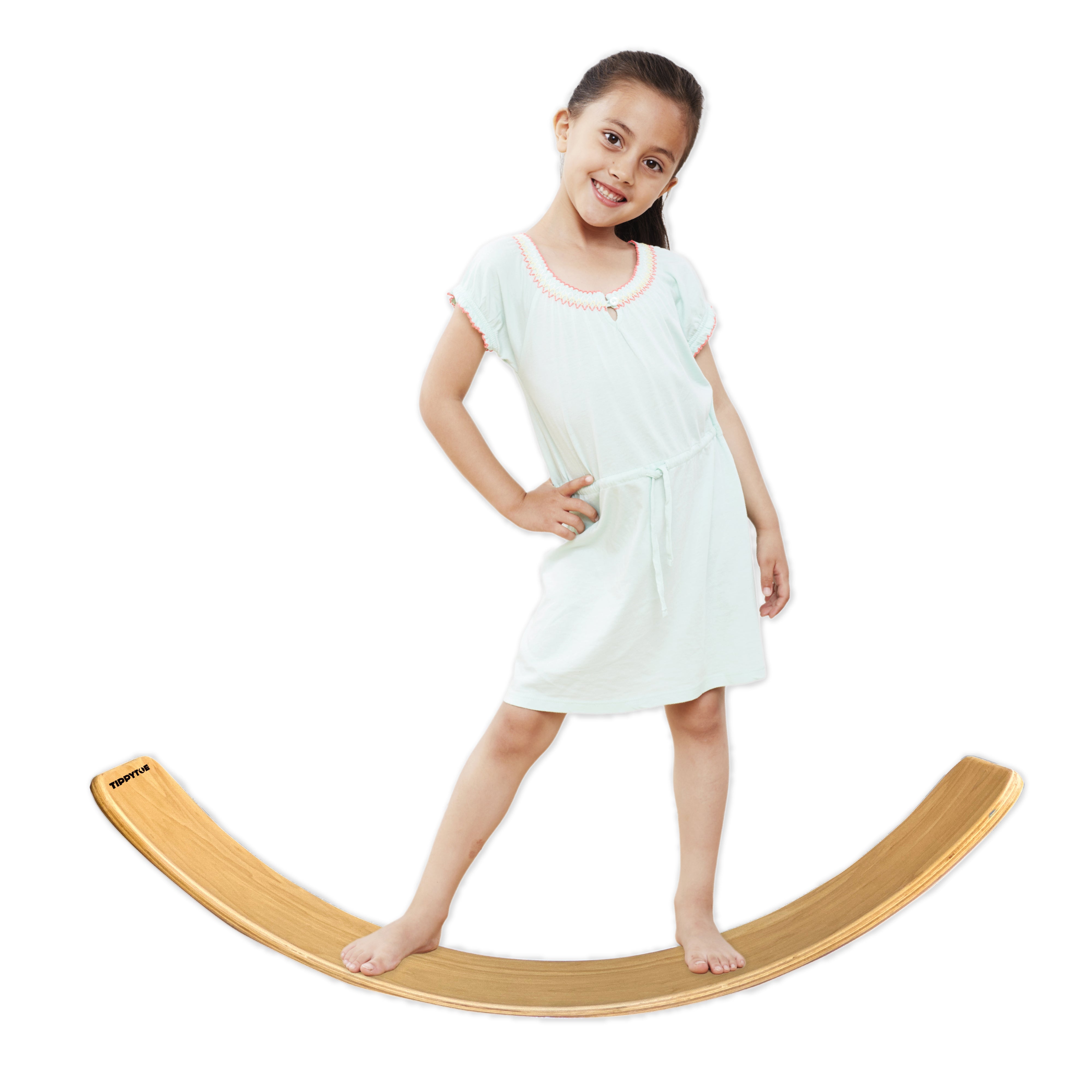 TippyToe Kids Balance Board Wooden Wobble Board, Toddler, Yoga Curvy  Board,Rocker Board Natural Wood for Kids,Adults