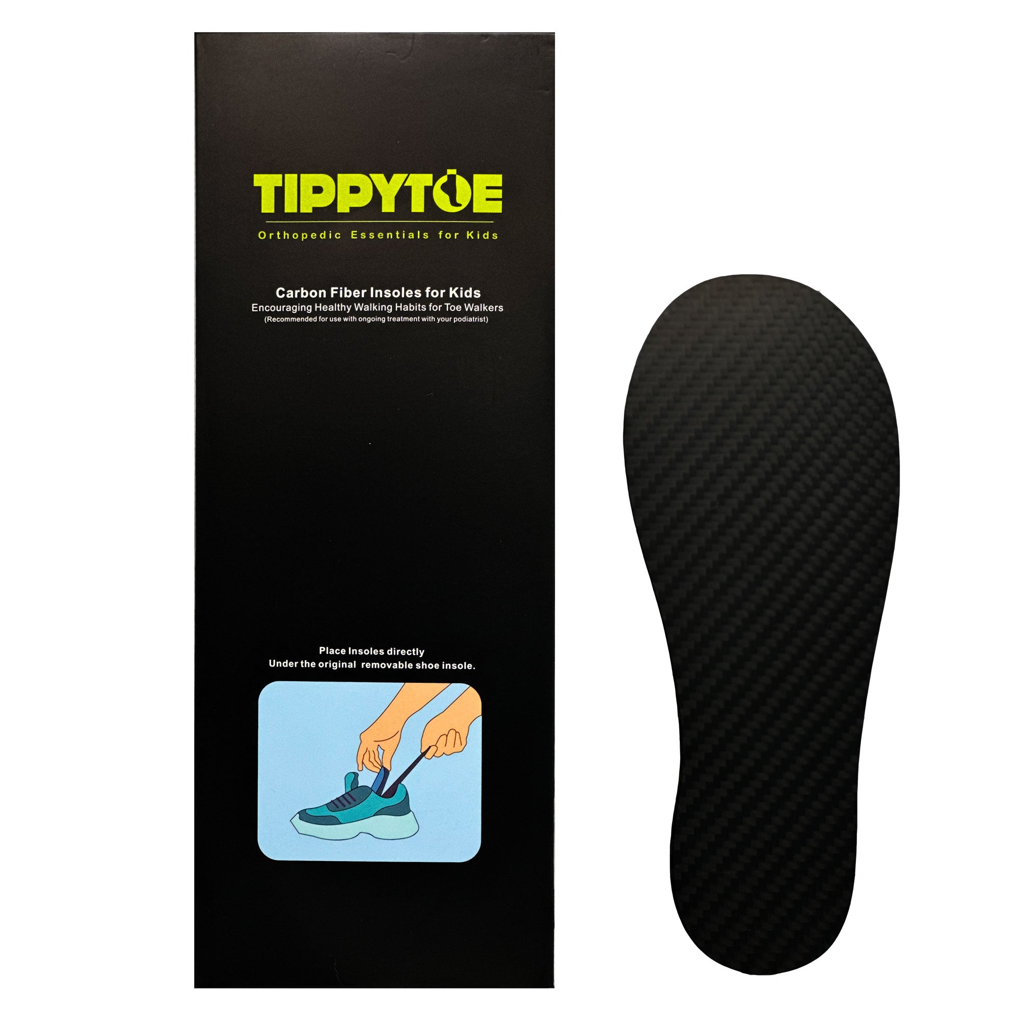 TippyToe Kids Carbon Fiber Insoles for Toe Walking, Tippy Toe Walking, Idiopathic Toe Walking,Toddlers and Big Kids - shoekid.ca