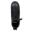 Billy Black Leather Quilt High Tops with laces and zipper for easy on and off, kids shoe, top view.