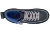 Top view of Billy Charcoal/Blue Speckle Classic Lace High Tops with easy on-off zipper for kids, size 5 US Toddler to 7 US Big Kid.
