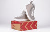 Billy Grey Jersey Classic Lace Highs on box, kids shoes with laces and zipper for easy on and off, functional and fashionable design.
