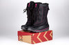 Black/Pink BILLY Ice II Winter Boots on box, ideal for diabetes, plantar fasciitis, bunions, wide feet, wheelchair use, orthotics.