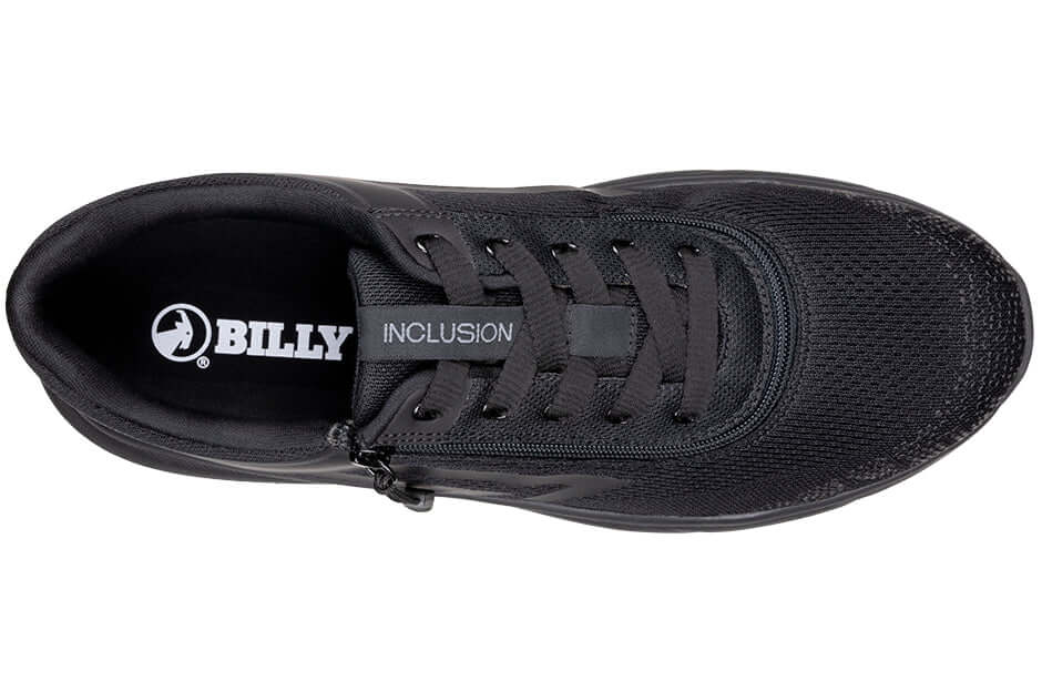 Top view of black BILLY Sport Inclusion men's adaptive sport sneakers easy on with side zipper, ideal for diabetic feet and wide fit