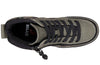 Top view of Billy Olive Camo BILLY Street High Tops with easy on and off zipper, kids shoes featuring camouflage design and black laces.