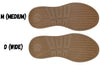 Comparison of medium and wide outsoles for BILLY Comfort Mocs, suitable for conditions like diabetes, bunions, and plantar fasciitis.
