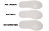 Image showing the three width options of BILLY Classic High Tops: Medium, Wide, Extra-Wide soles, ideal for wide and extra-wide feet.