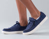 Billy Kid&#39;s Navy Sustainable Lace Lows with zippers for easy on and off, recycled canvas and algae bloom-infused outsole.
