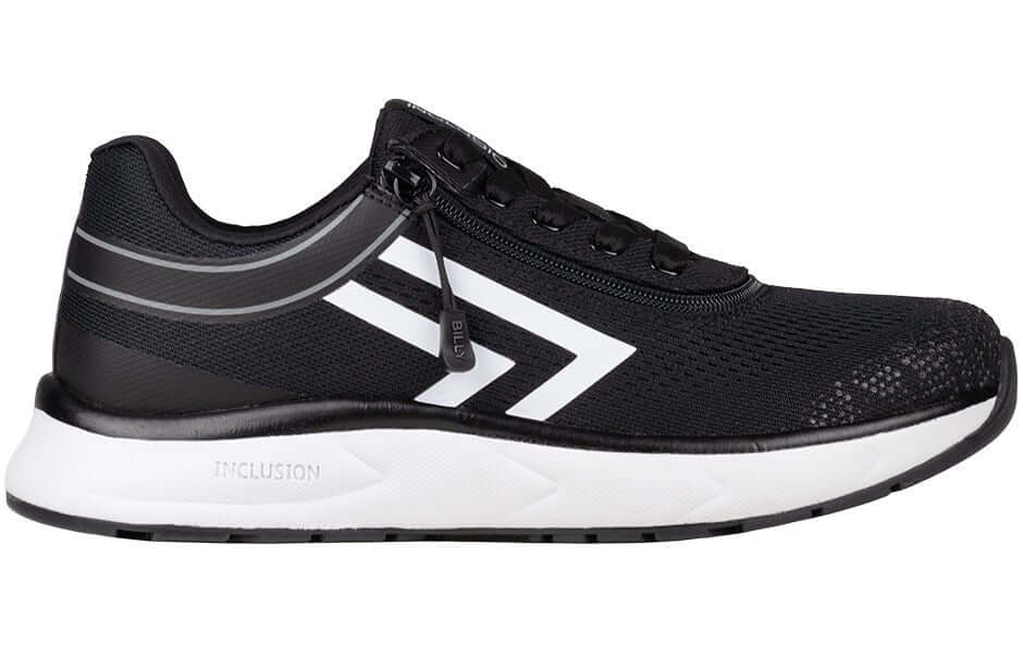BILLY Women's Black/White Sport Inclusion Too Athletic Sneakers, AFO-compatible orthopedic shoes with easy on short-wrap zipper.