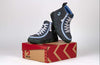 Billy Charcoal/Blue Speckle Classic Lace High Tops with zipper on box - Easy on/off kids shoes with laces and speckle design.