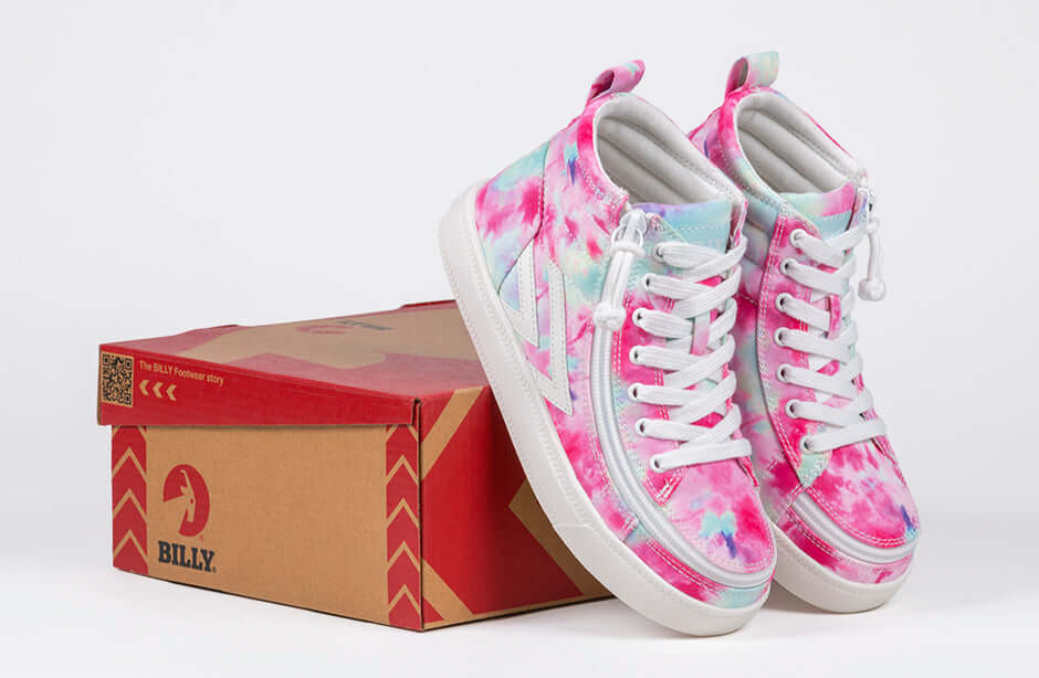Billy Pink Watercolor BILLY CS 1.0 Sneaker High Tops with laces and zipper, kids shoes easy on and off, trendy and functional design.