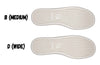 Comparison of B (Medium) and D (Wide) shoe insoles for extra comfort and support in shoes for diabetics, plantar fasciitis, bunions.