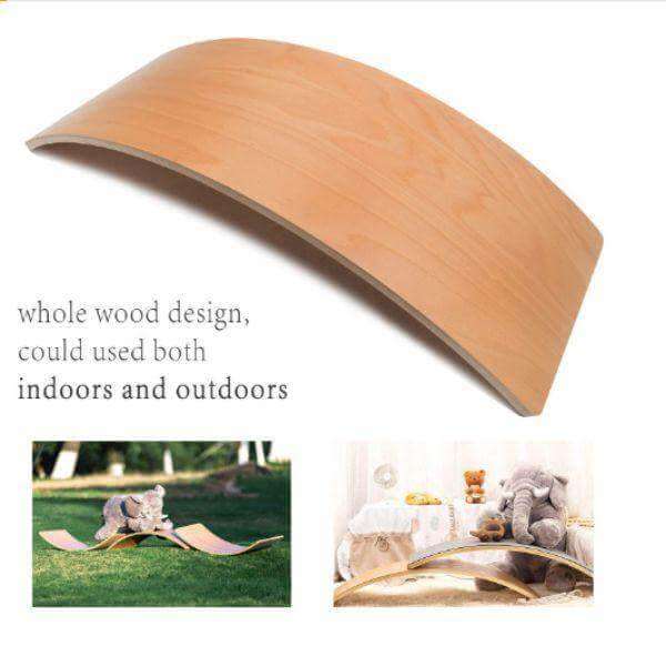 BILLY Wooden Balance Board for Kids &amp; Adults, yoga curvy wobble board for indoor and outdoor use, whole wood design.