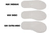 Insole options for BILLY D|R II High Tops, featuring MDR (Medium), WDR (Wide), and XDR (Extra-Wide) widths for various foot needs.