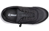 Top view of black BILLY Goat orthopedic shoe with zipper, AFO-ready, ideal for wide feet and ankle support.