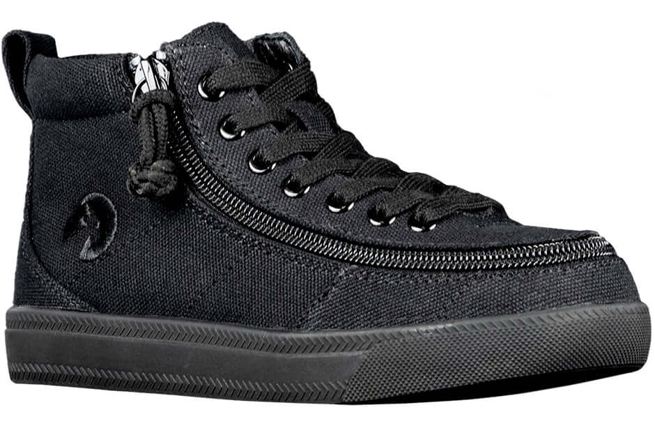 Black BILLY Classic D|R High Tops with laces and zipper, easy on and off for kids, stylish and functional footwear.