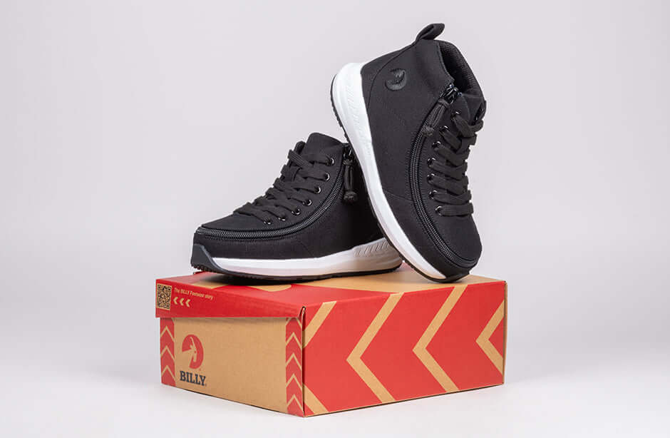Black BILLY Goat Classic High Top CPMA Certified AFO-Ready -Shoekid.ca