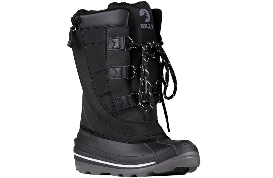 Black BILLY Ice Winter Boots for diabetes, plantar fasciitis, bunions, wide feet, wheelchair, orthotics, extreme cold protection