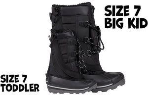 Black BILLY Ice Winter Boots for toddlers and kids, suitable for diabetes, plantar fasciitis, and orthotics.