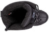 Top view of Black BILLY Ice Winter Boots showing insulated interior, designed for warmth and comfort, AFO friendly for kids.
