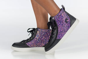 Black Fuchsia Glitz BILLY high tops for diabetes, plantar fasciitis, bunions, wide feet, orthotics, wheelchair use