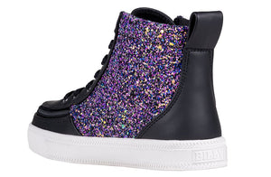Black Fuchsia Glitz BILLY Classic Lace High Tops with glitter, ideal for diabetes, plantar fasciitis, bunions, and orthotic use.