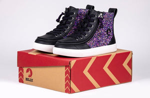 Black Fuchsia Glitz BILLY Classic Lace High Tops, diabetic and orthotic-friendly shoes.