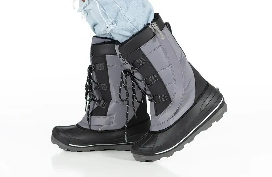 Black Grey BILLY Ice II Kids Winter Boots - AFO Friendly designed for exceptional warmth and easy access in freezing conditions.