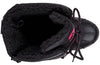 Top view of black and pink BILLY Ice II Winter Boots, showcasing insulated interior ideal for diabetes, plantar fasciitis, wide feet, orthotics.