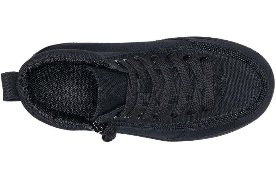 Top view of black BILLY Classic D|R High Tops, ideal shoes for diabetes, plantar fasciitis, bunions, and wide feet.