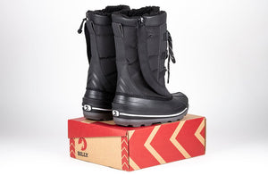 Black BILLY Ice II Winter Boots, ideal for diabetes, plantar fasciitis, bunions, wide feet, orthotics, and wheelchair use.