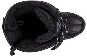 Top view of Black/Black BILLY Ice II Winter Boots with insulated lining for warmth, ideal for diabetic and orthotic needs.