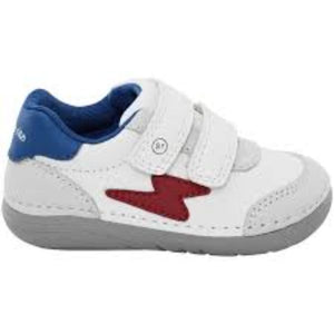 Stride Rite Boys Kennedy Infant/Toddler White/Navy Leather Shoes - shoekid.ca