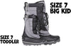 Grey BILLY Ice Winter Boots in size 7 for toddlers and big kids, ideal for diabetes, plantar fasciitis, and wide feet.
