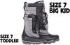 Grey BILLY Ice Winter Boots in size 7 for toddlers and big kids, ideal for diabetes, plantar fasciitis, and wide feet.