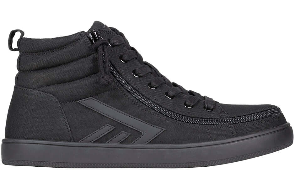 Black BILLY CS 2.0 men's black adaptive high top sneakers with side zipper, ideal for diabetic feet and arthritis