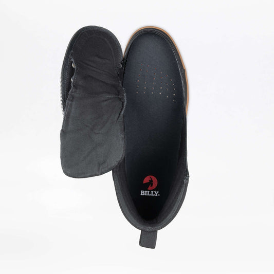 BILLY CS High 2.0 men's adaptive high top sneakers opened flat showing side zipper and removable insole, ideal for easier access