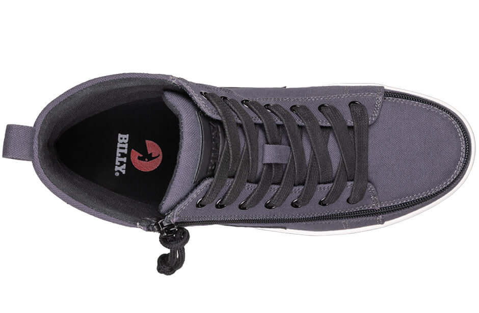 Top view of charcoal BILLY CS 2.0 high tops men's adaptive shoes with side zipper, ideal for arthritis and limited dexterity