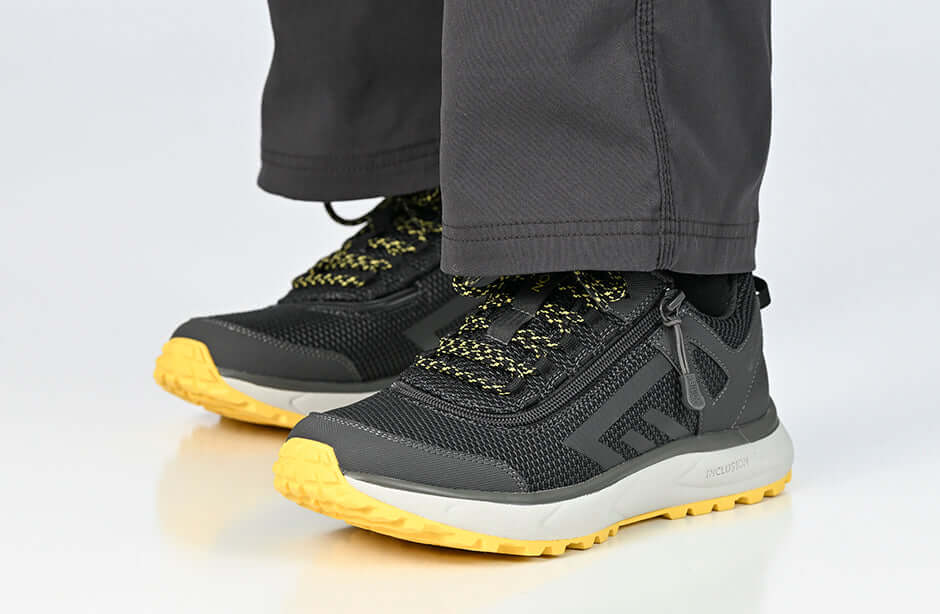 Men&#39;s Charcoal/Yellow BILLY Inclusion Trail Sneakers -Shoekid.ca