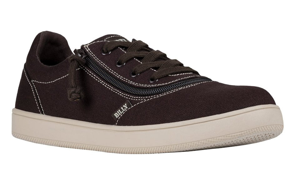 Men's Dark Brown/White Stitch BILLY Sneaker Low Tops for diabetes, plantar fasciitis, bunions“wide and extra-wide foot comfort shoes.