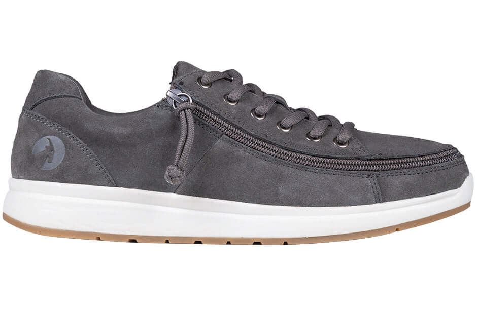 Grey BILLY Comfort Low men's adaptive suede comfort shoes with side zipper, ideal for arthritis and easier access