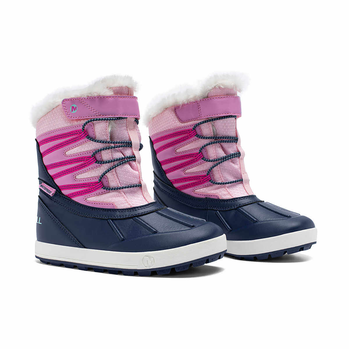 Merrell SNOW BANK 5.0 Girls Waterproof Winter Boots Navy Pink -32C