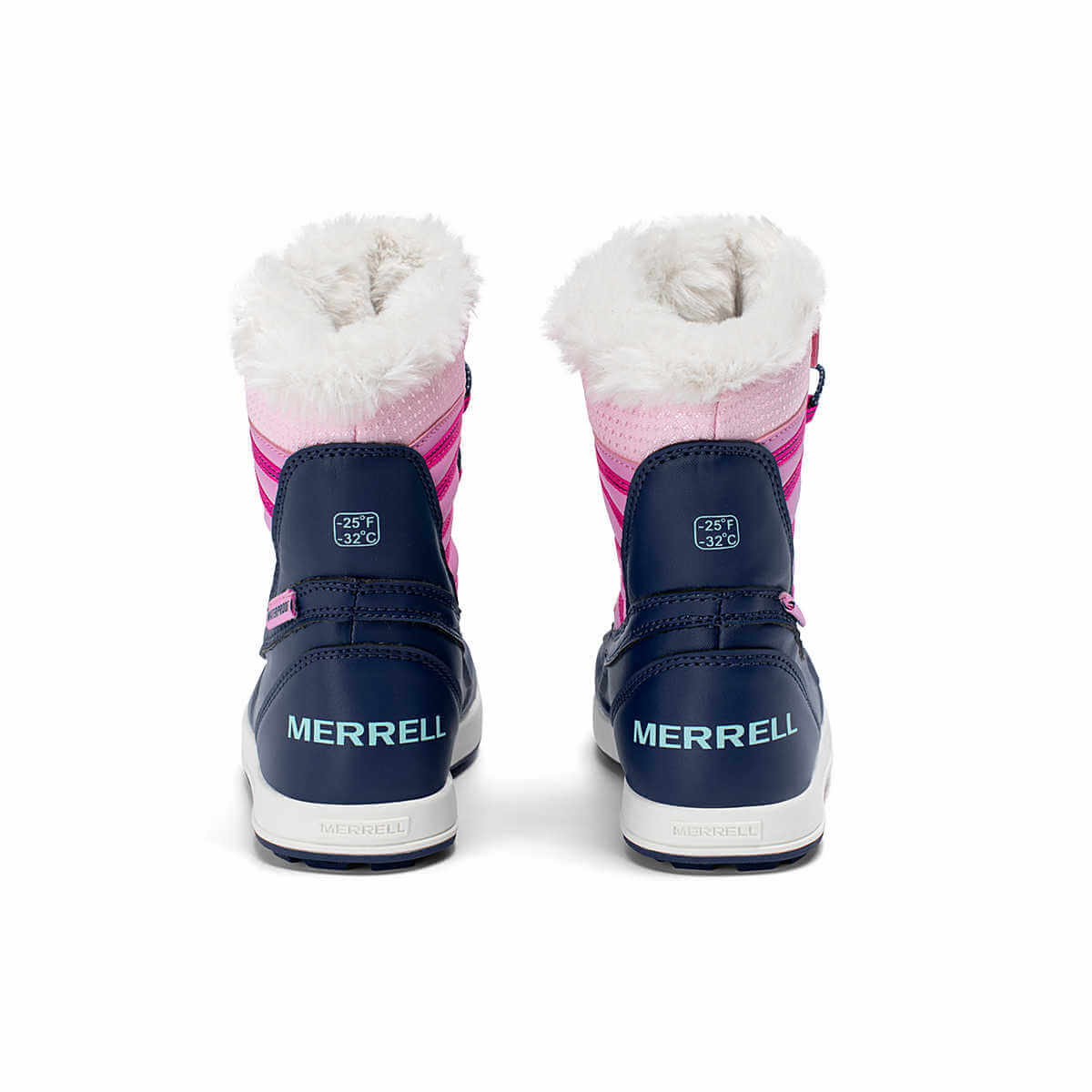 Merrell SNOW BANK 5.0 Girls Waterproof Winter Boots Navy Pink -32C