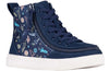 Navy Space BILLY Classic Lace High Tops with zipper, featuring space-themed design, easy on and off for toddlers and big kids.